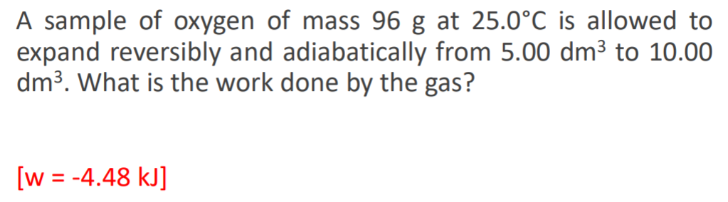 Solved A sample of oxygen of mass 96 g at 25.0°C is allowed | Chegg.com