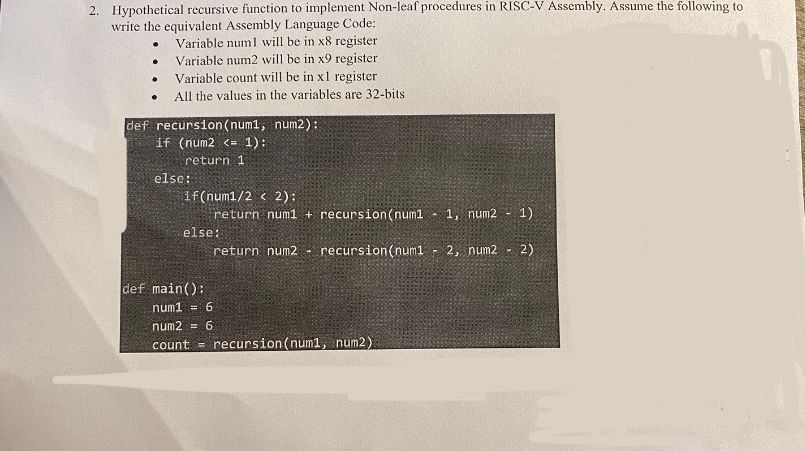 Solved have to write down equivalent RISC V (32-bits) | Chegg.com