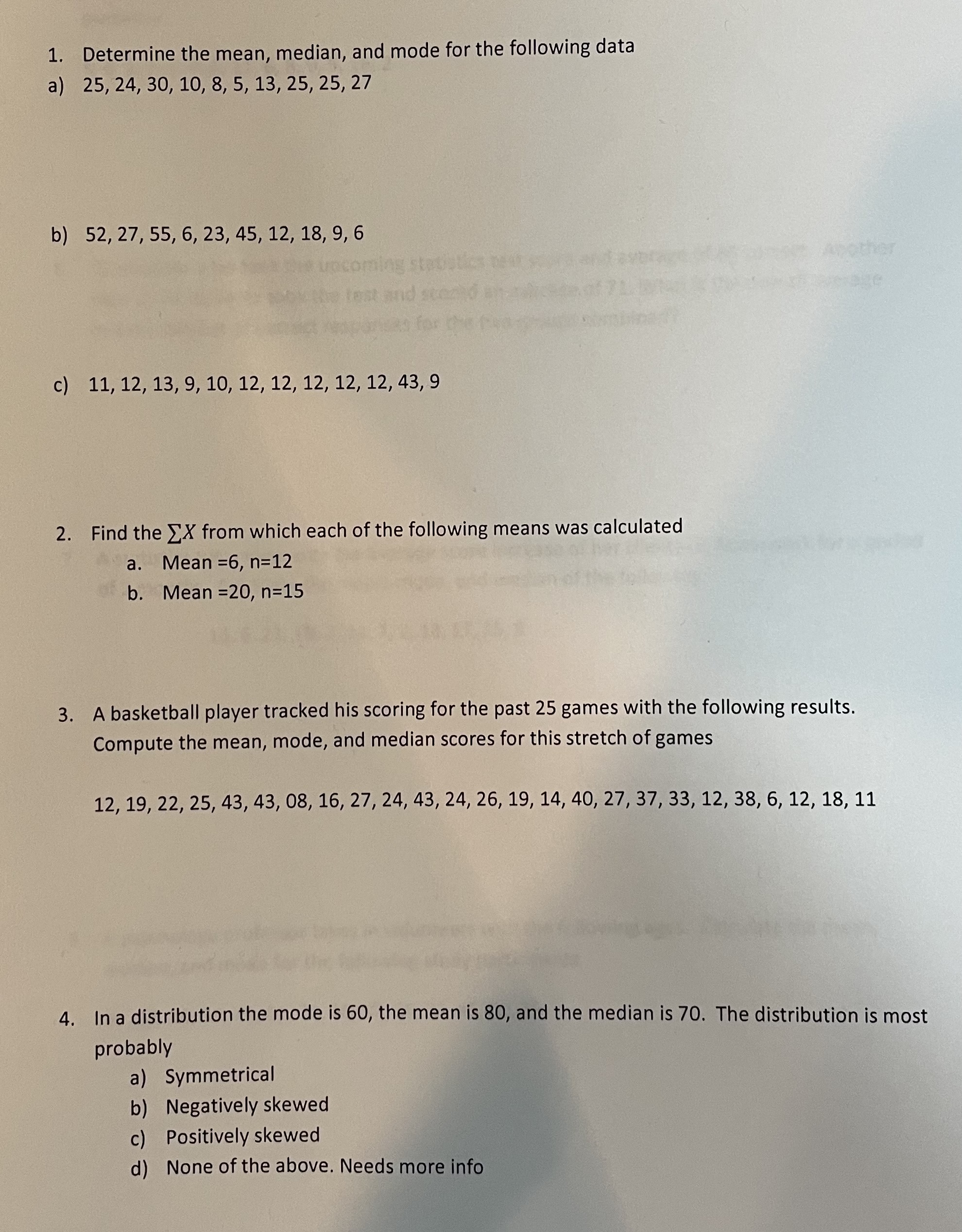Solved b) 52,27,55,6,23,45,12,18,9,6 c) | Chegg.com