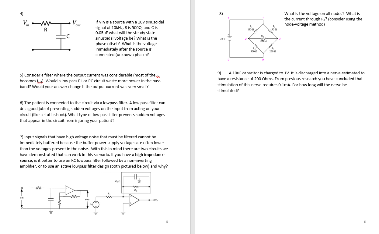 Solved If Vin is a source with a 10V sinusoidal signal of | Chegg.com