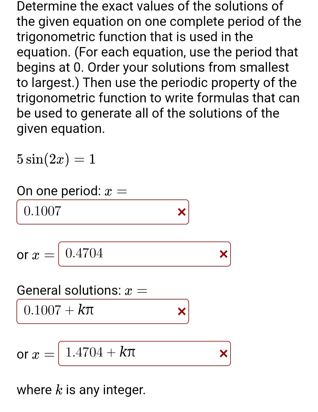 Solved Determine the exact values of the solutions of the | Chegg.com