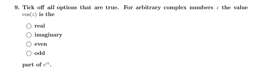 Solved 9. Tick off all options that are true. For arbitrary | Chegg.com