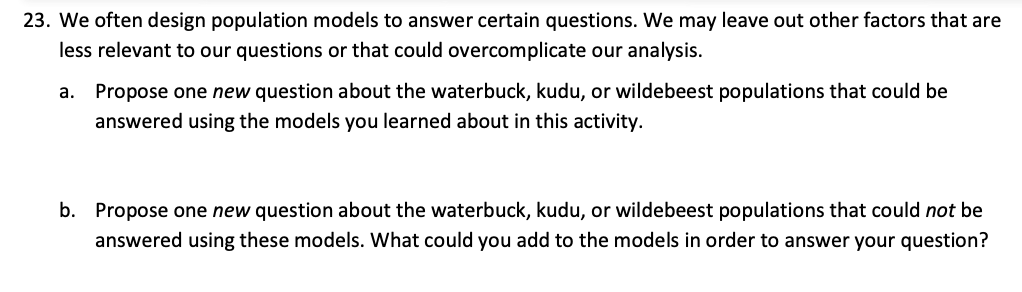 Population Dynamics African Wildlife Case Studies b Chegg com