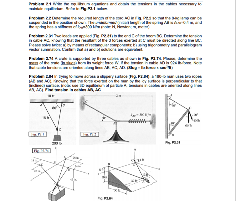 Solved Problem 2.1 Write the equilibrium equations and | Chegg.com