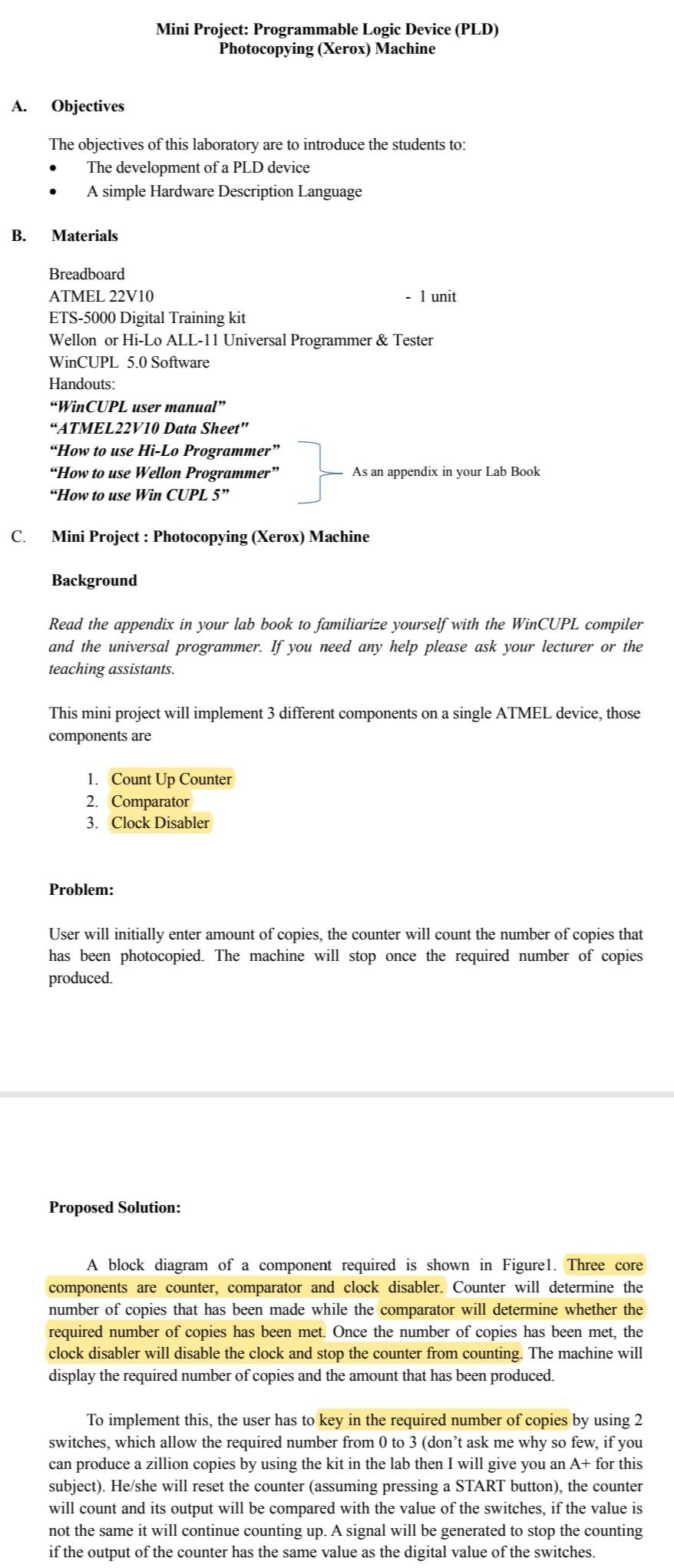 Mini Project: Programmable Logic Device (PLD) | Chegg.com