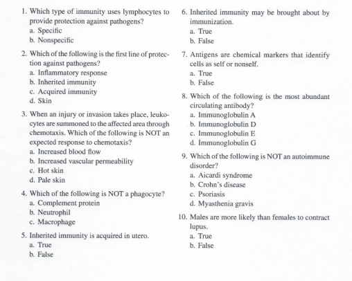 Solved 1. Which type of immunity uses lymphocytes to provide | Chegg.com