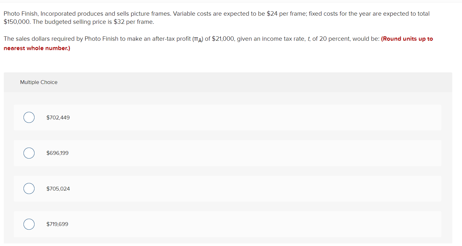 Solved Photo Finish, Incorporated produces and sells picture