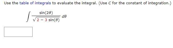 Solved Use the table of integrals to evaluate the integral. | Chegg.com