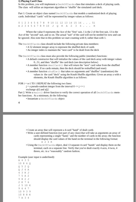 Solved 1) Playing Card Class In this problem, you will | Chegg.com
