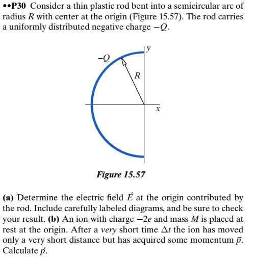 Solved ∙∙P30 Consider a thin plastic rod bent into a