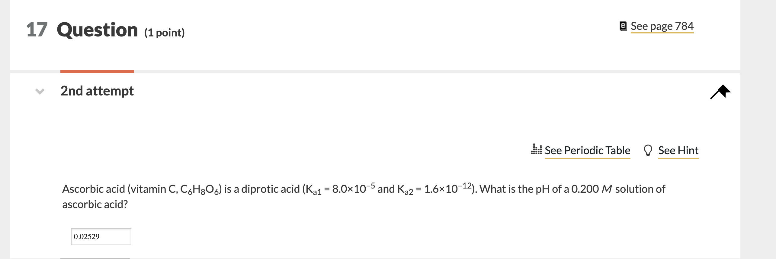 Solved 17 Question (1 point) e See page 784 2nd attempt u | Chegg.com