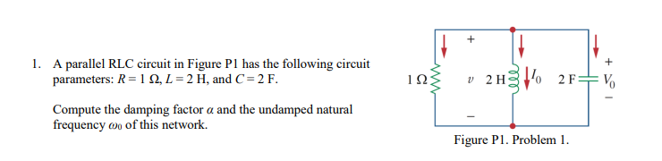 Solved 1. A parallel RLC circuit in Figure P1 has the | Chegg.com