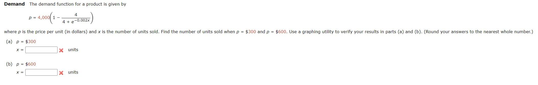 Solved Demand The demand function for a product is given by | Chegg.com