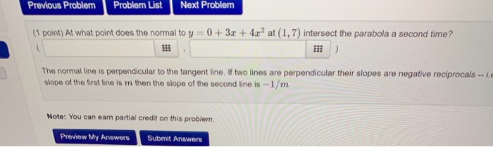 Point To One Problem Solved Previous Problem Problem List Next Problem (1 point) | Chegg.com