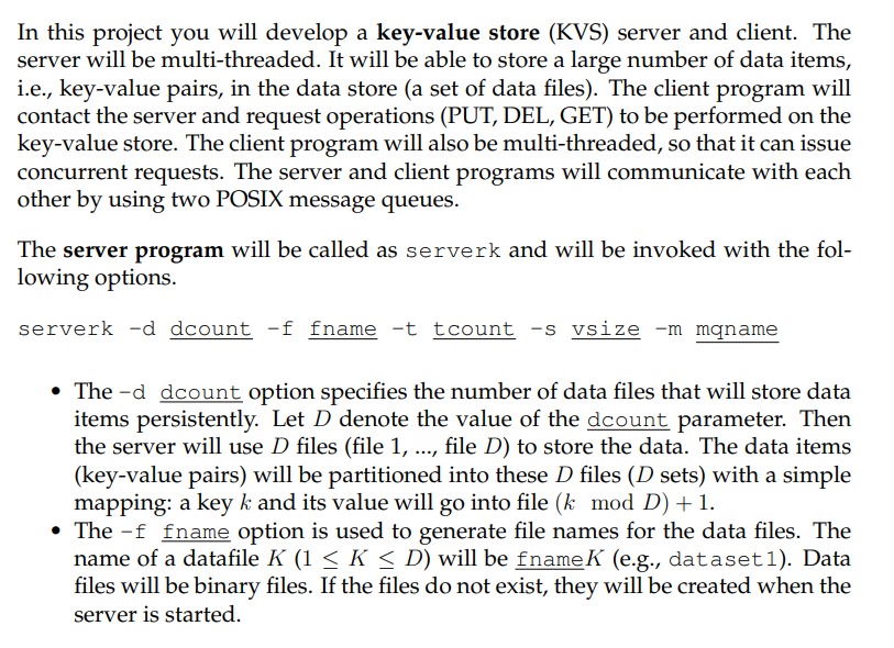 Solved In this project you will develop a key-value store | Chegg.com