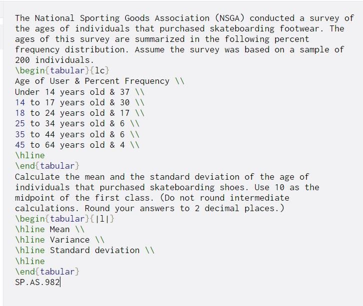 Solved The National Sporting Goods Association (NSGA)