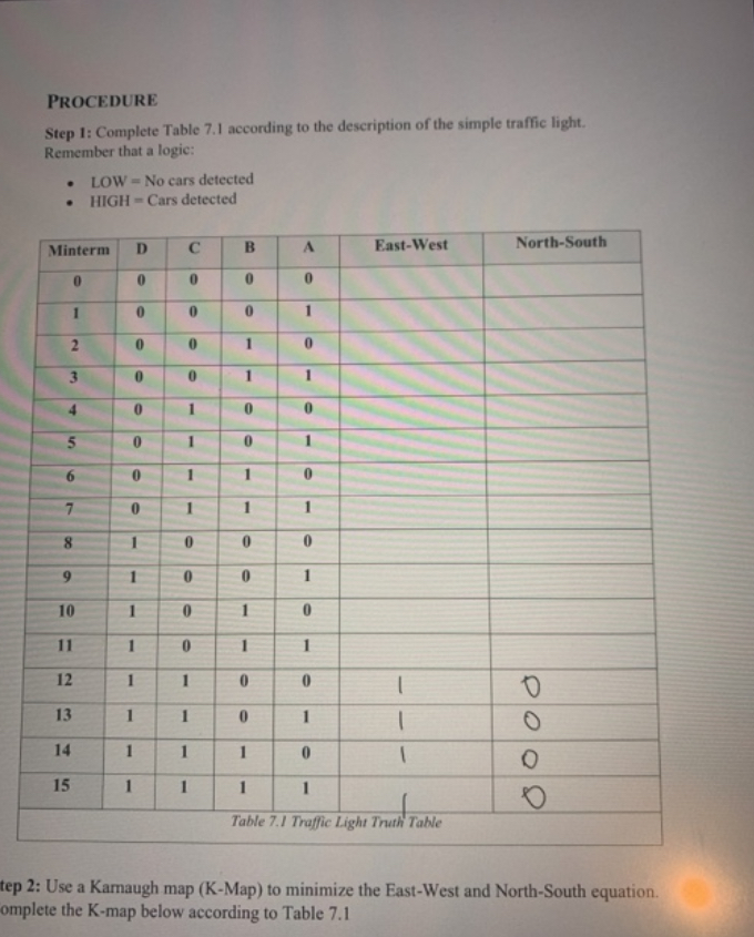 Solved PROCEDURE Step 1: Complete Table 7.1 according to the | Chegg.com