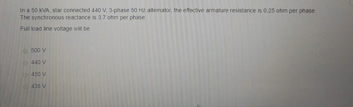 Solved In a 50 KVA, star connected 440 V, 3-phase 50 Hz | Chegg.com