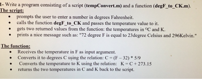 Solved I- Write a program consisting of a script | Chegg.com
