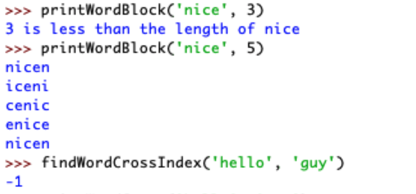Solved printWordBlock(word, length) This function prints a | Chegg.com