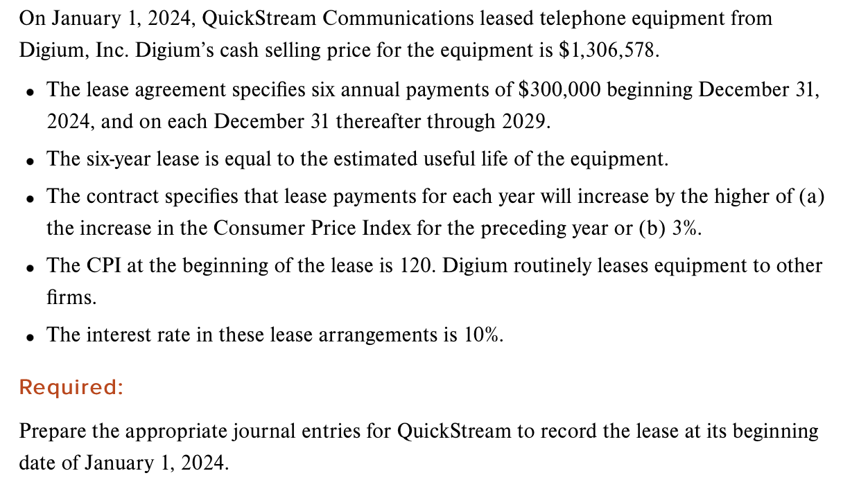 Solved On January 1 2024 QuickStream Communications Leased Chegg Com   PhpRStqY4