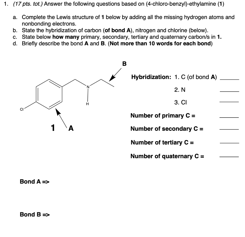 Solved 1. (17 Pts. Tot.) Answer The Following Questions B