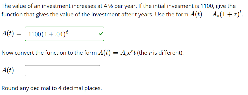 Solved The value of an investment increases at 4 % per year. | Chegg.com
