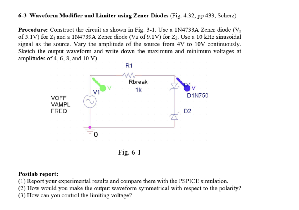 Solved 63 Waveform Modifier and Limiter using Zener Diodes