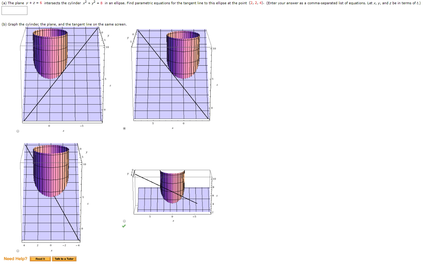 Solved A The Plane Y 2 6 Intersects The Cylinder X2 Chegg Com