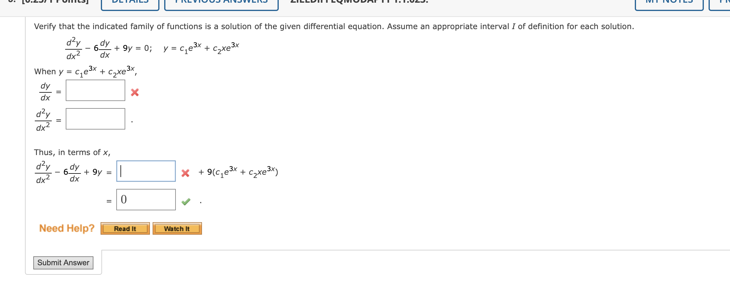 Solved 6 = Verify That The Indicated Family Of Functions Is 