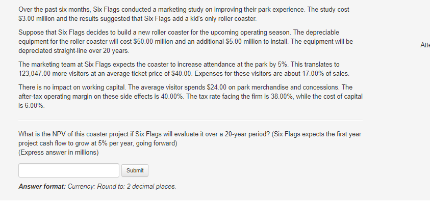 Solved Atte Over the past six months, Six Flags conducted a | Chegg.com