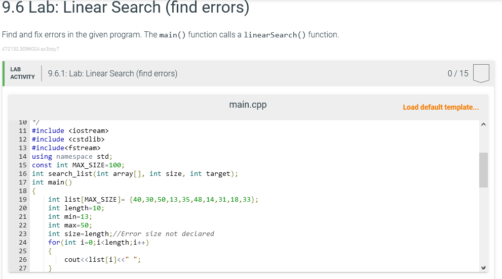 Solved Find and fix errors in the given program. The main()