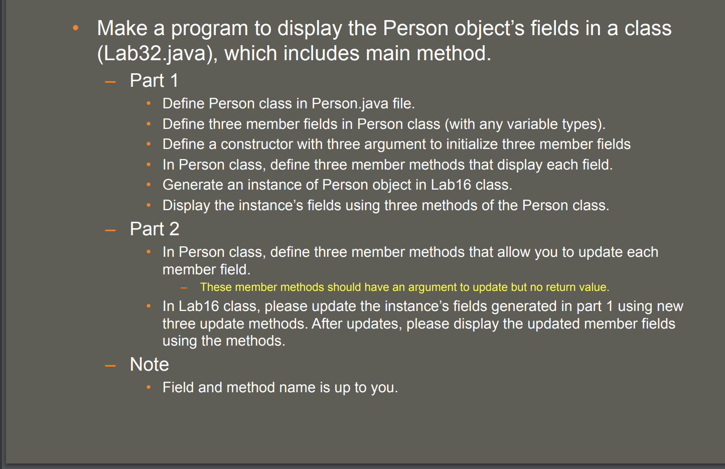 Solved Make a program to display the Person object's fields | Chegg.com