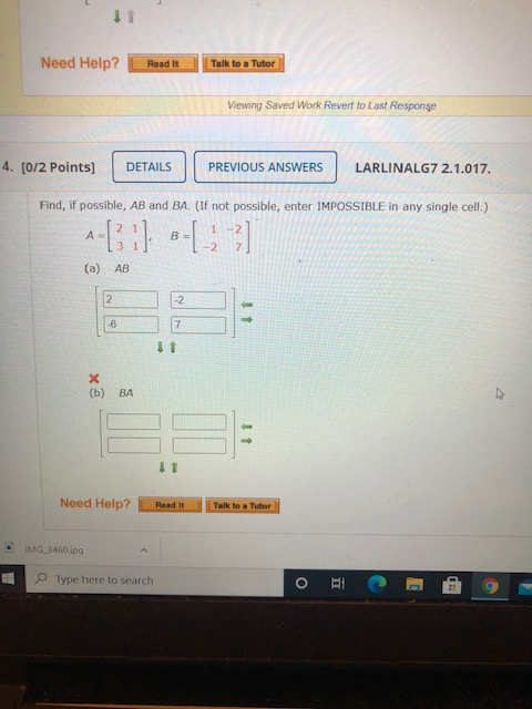 Solved 11 Need Help? Read it Talk to a Tutor Viewing Saved | Chegg.com