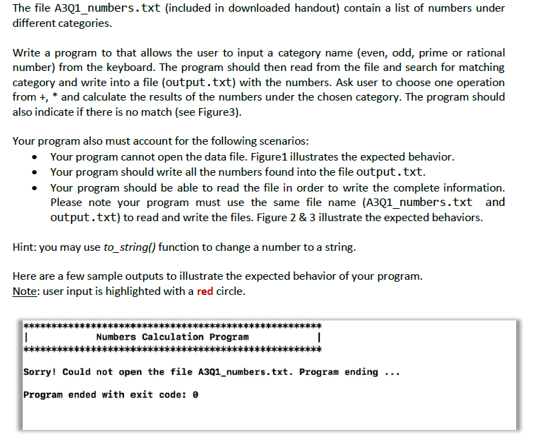The file A3Q1_numbers.txt (included in downloaded | Chegg.com