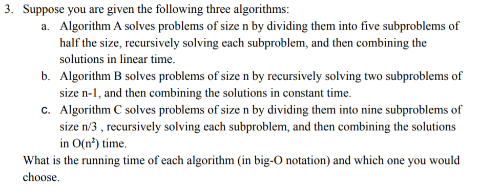 Solved 3. Suppose you are given the following three | Chegg.com