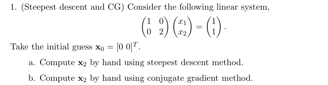 Solved 1. Steepest descent and conjugate gradient methods