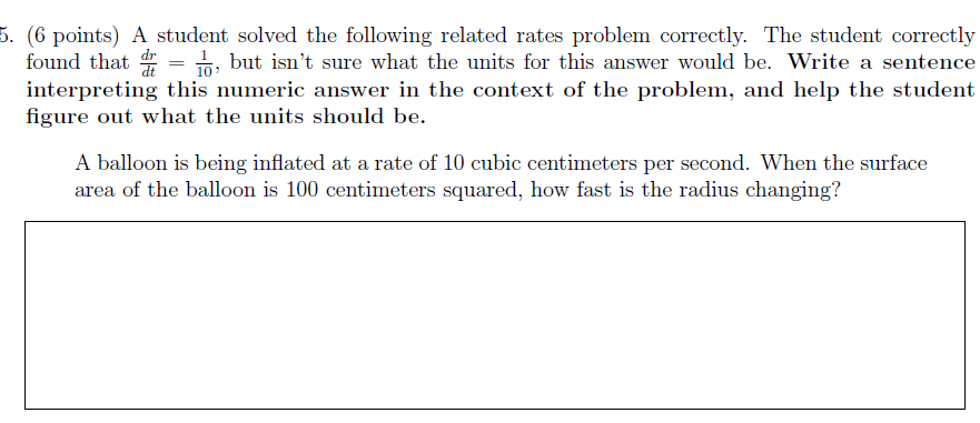Solved 5. (6 points) A student solved the following related | Chegg.com