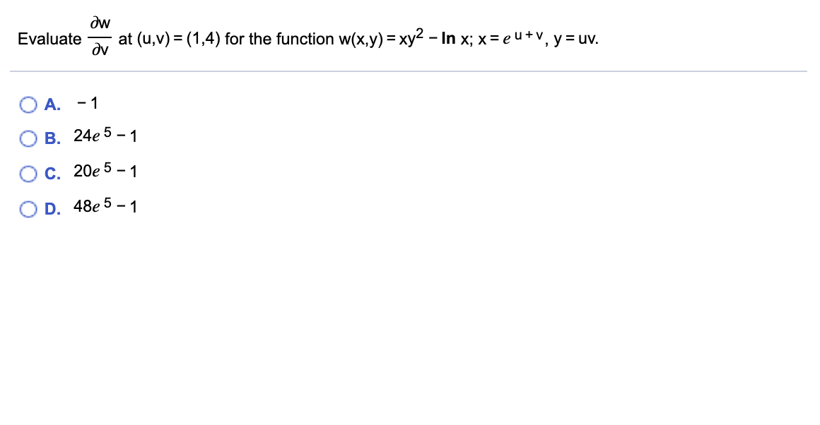 Solved Dw Evaluate At U V 1 4 For The Function W X Chegg Com