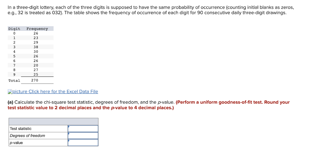 Solved in a three digit lottery each of the three digits is chegg