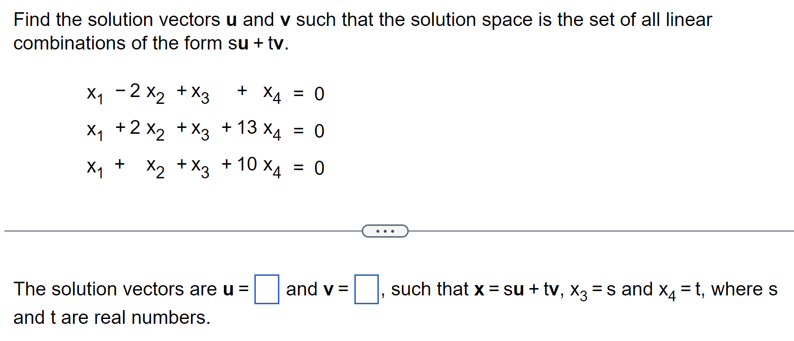 Find the solution vectors u ﻿and v ﻿such that the | Chegg.com