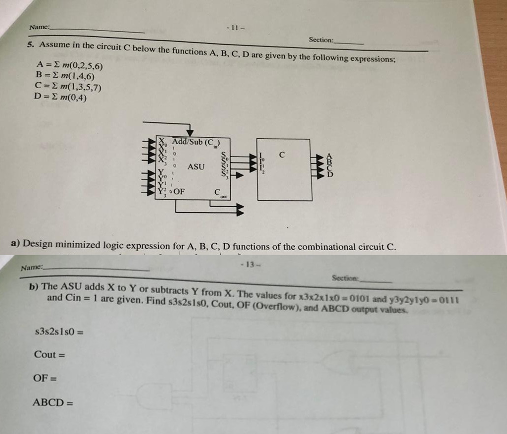 Solved Name: Section: 5. Assume in the circuit C below the | Chegg.com