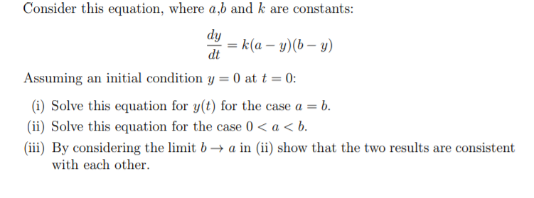 Solved Consider This Equation, Where A,b And K Are | Chegg.com