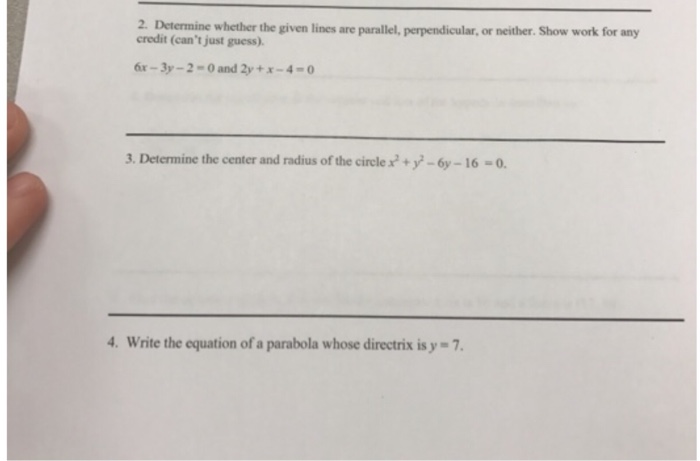 Solved Determine whether the given lines are parallel, | Chegg.com