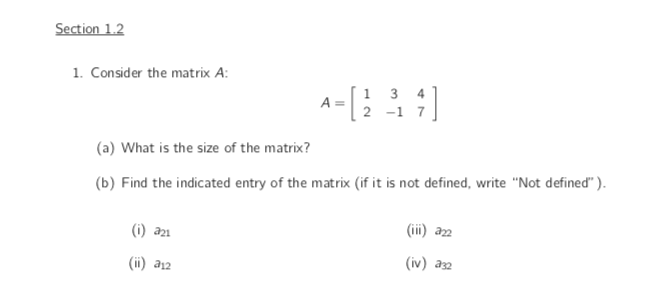 1 2 entry of a matrix