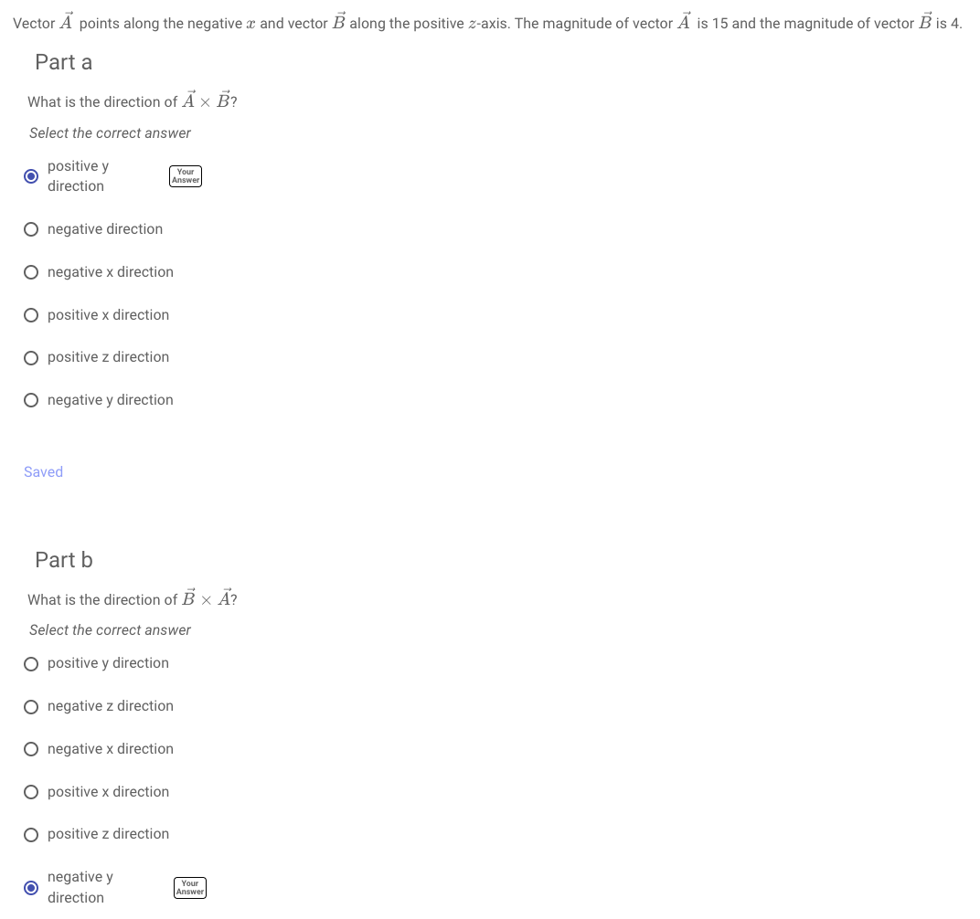 Solved Vector A points along the negative x and vector B | Chegg.com