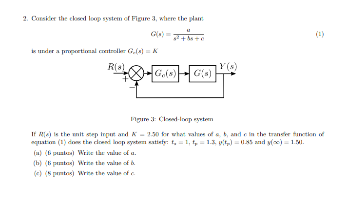Solved 2. Consider the closed loop system of Figure 3, where | Chegg.com