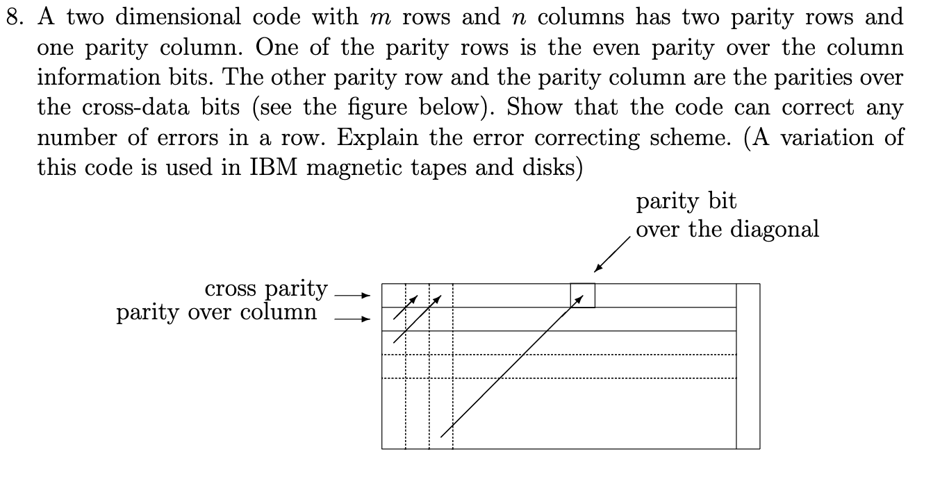 Solved 8. A two dimensional code with m rows and n columns | Chegg.com