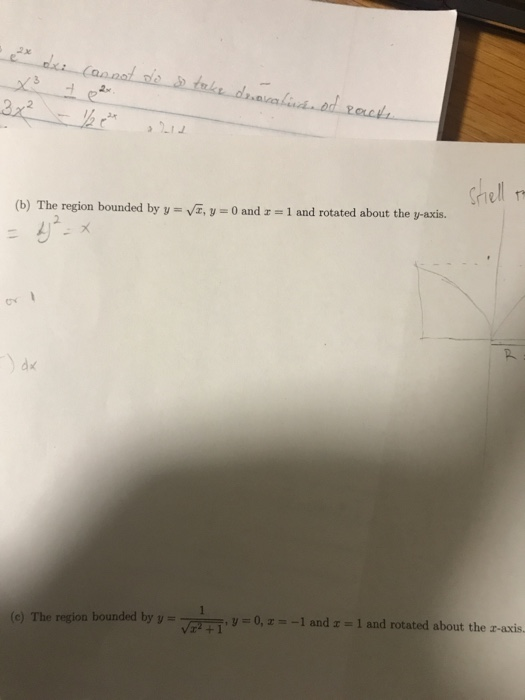 Solved Used either disk method, washer or shell method to | Chegg.com
