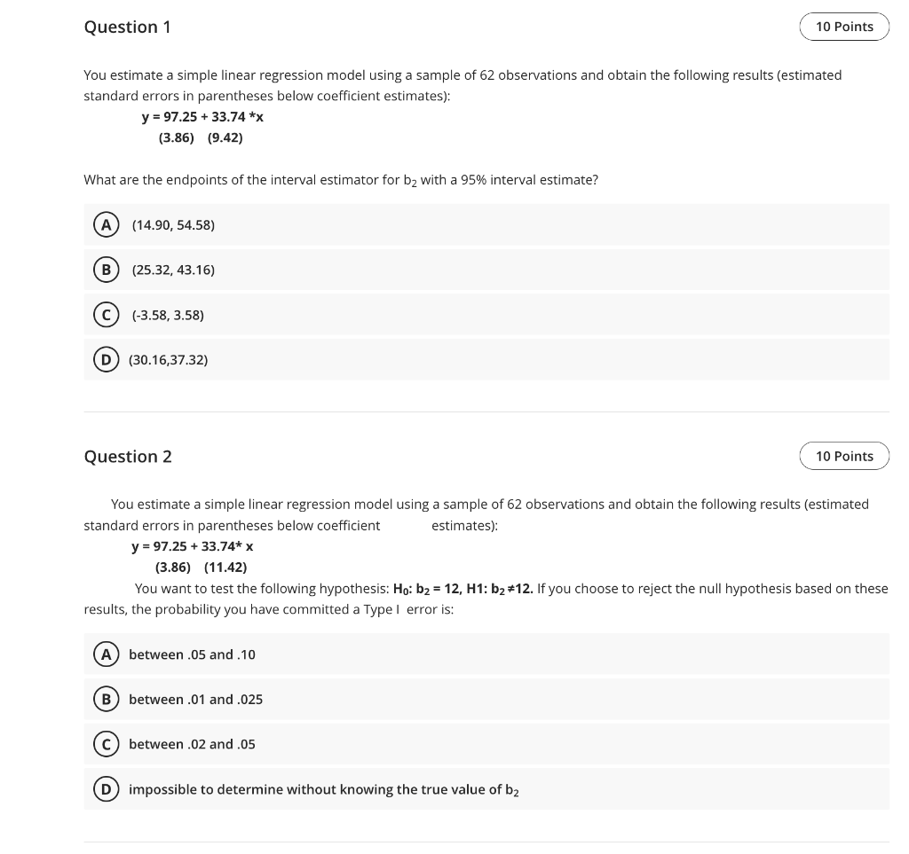 Solved Question 1 You Estimate A Simple Linear Regression | Chegg.com